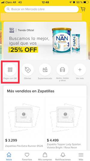 Pagar con QR desde la APP de Mercado Libre